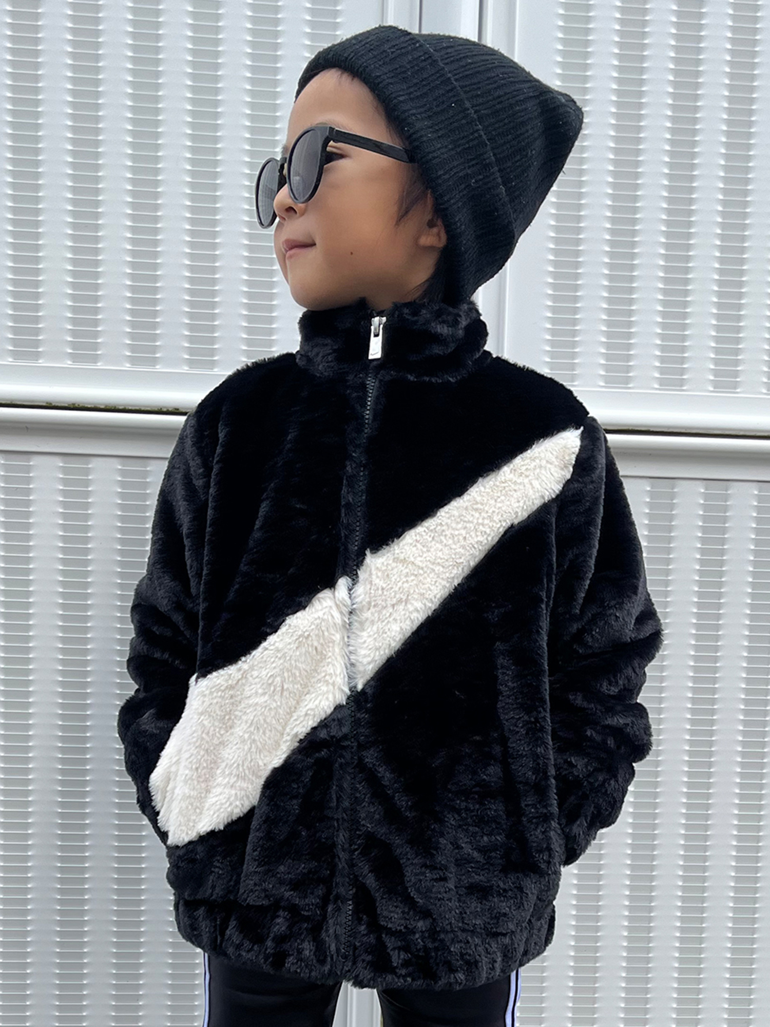 キッズ(96-122cm) アウター NIKE(ナイキ) BIG SWOOSH FAUX FUR JACKET