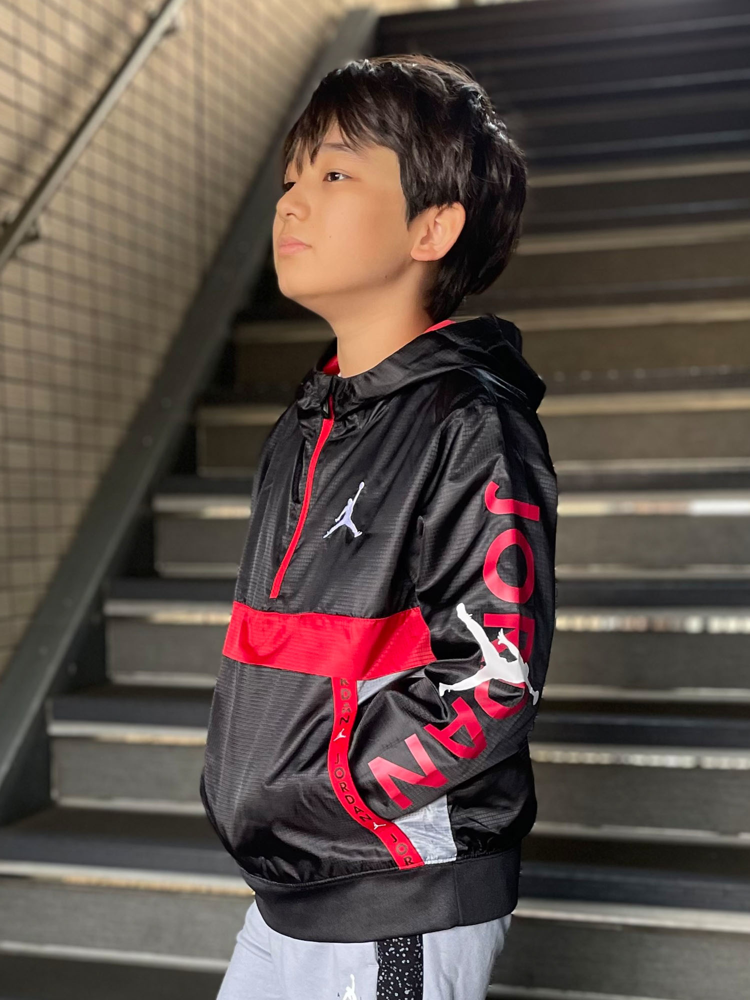 ジュニア(128-170cm) アウター JORDAN(ジョーダン) VERT TAPE HALF ZIP WINDBREAKER